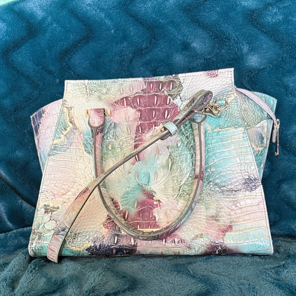 Brahmin Pastel Crocodile Embossed Shoulder Bag